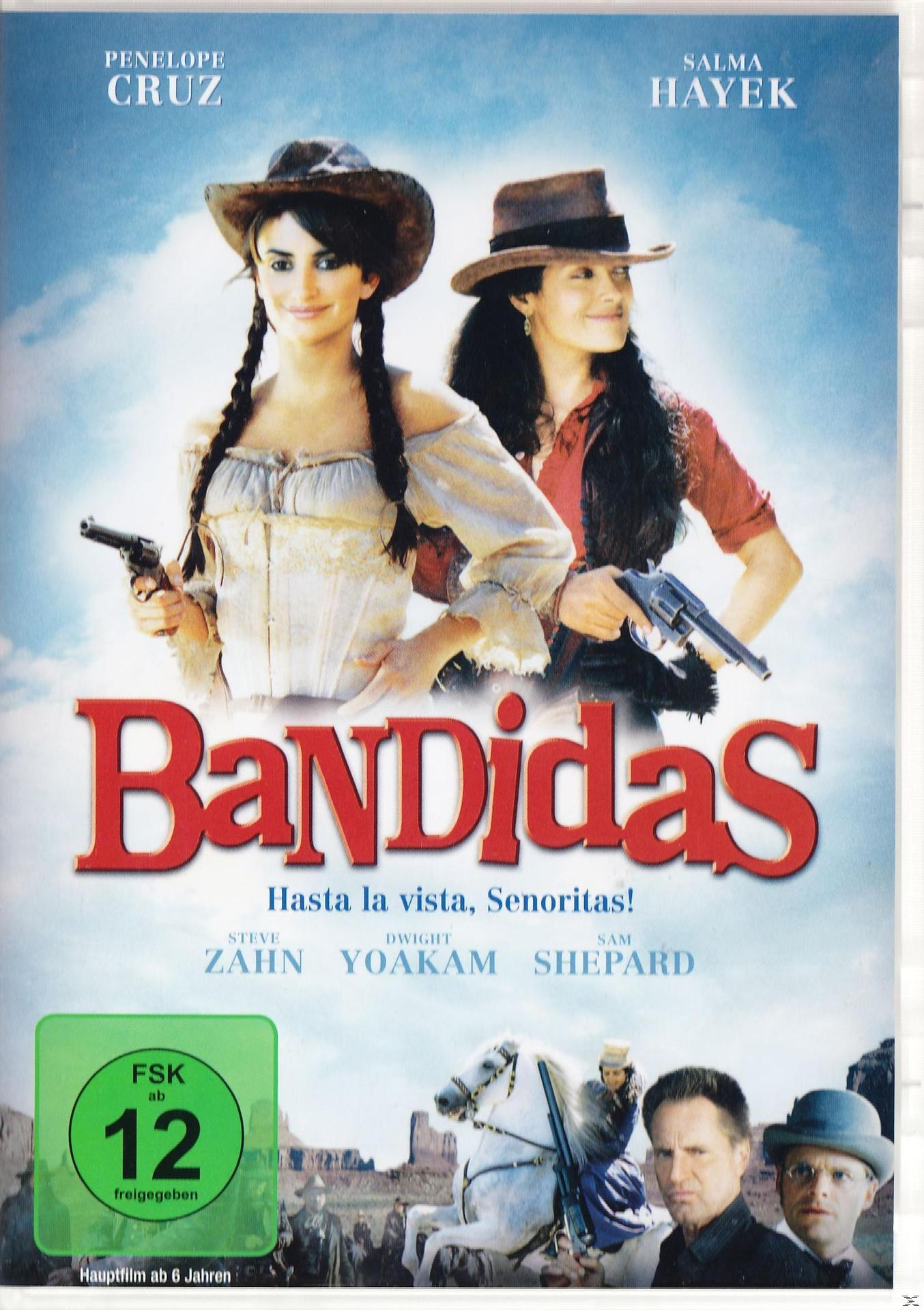 DVD-Cover von Bandidas, zwei Frauen mit Waffen, Text: Hasta la vista, Senoritas!