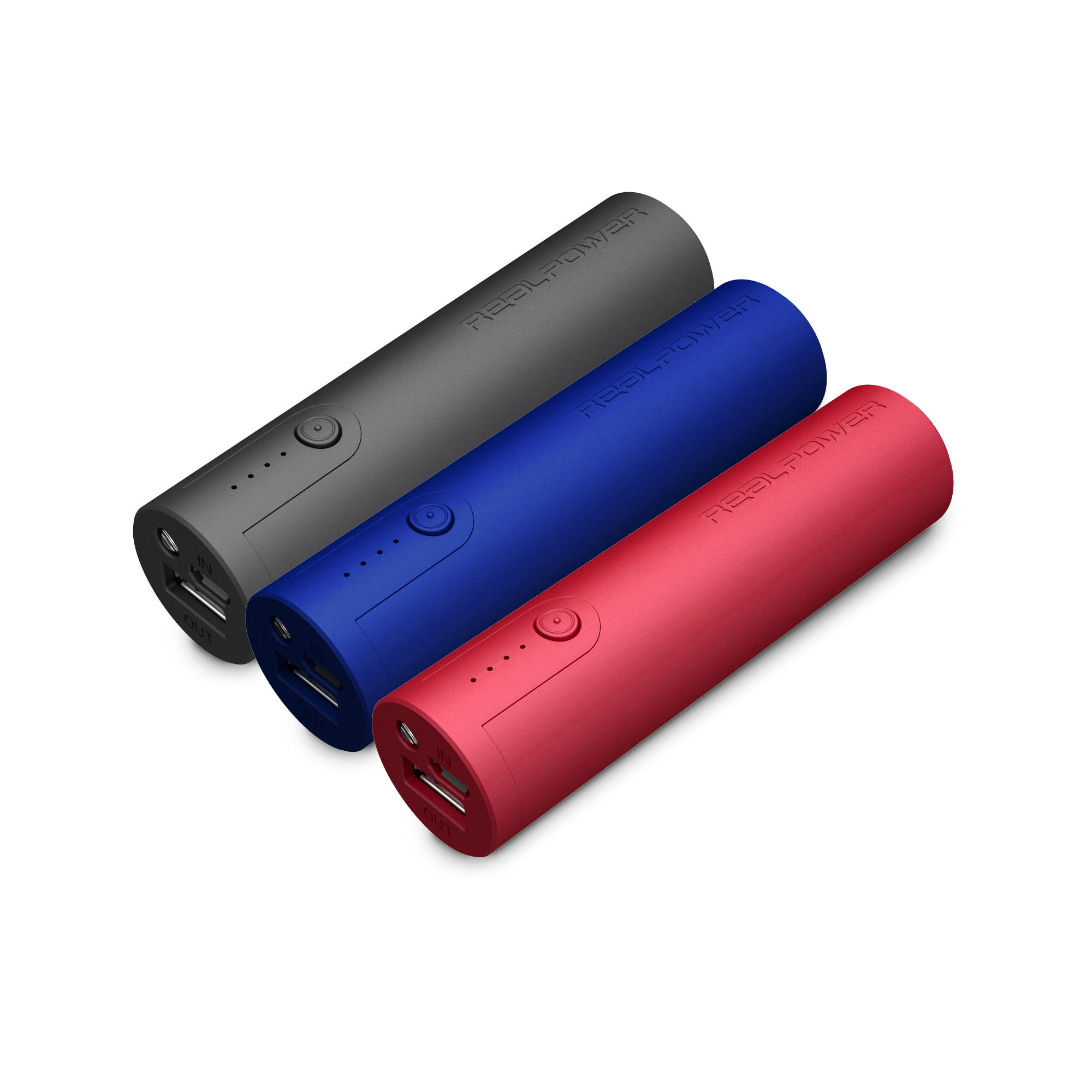 REALPOWER PB 260 3er Pack Powerbank 2600 mAh Rot/Blau/Schwarz