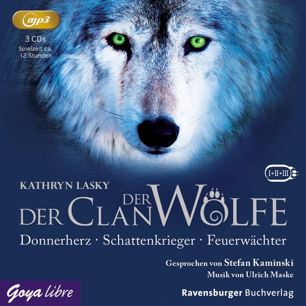CD-Cover mit Wolfsgesicht, Text: Der Clan Der Wolfe (Der Clan der Wölfe).