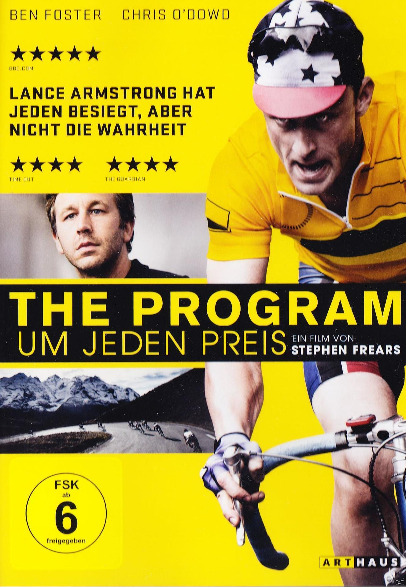Filmplakat. Ein Radfahrer in gelbem Trikot fährt auf einer Straße. Andere Leute sind im Hintergrund.