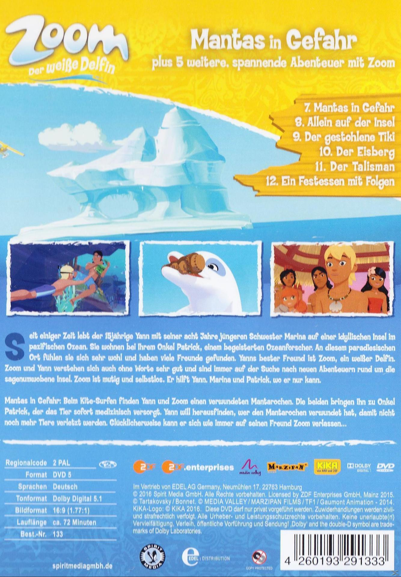 DVD-Cover eines Animationsfilms mit Delfinen und Unterwasserfiguren. Text auf Deutsch.