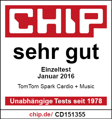 CHIP Magazin Test, 'sehr gut', Januar 2016, TomTom Spark Cardio + Music.