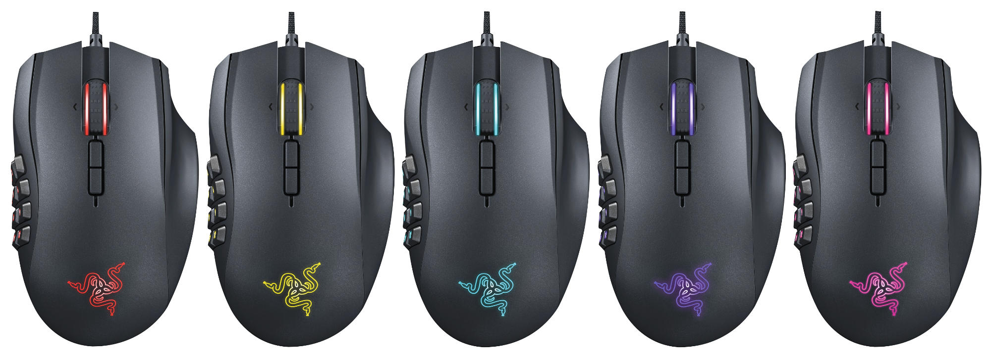Ratón gaming - Razer NAGA CHROMA, 1600DPI, USB, Laser, mano derecha, Negro