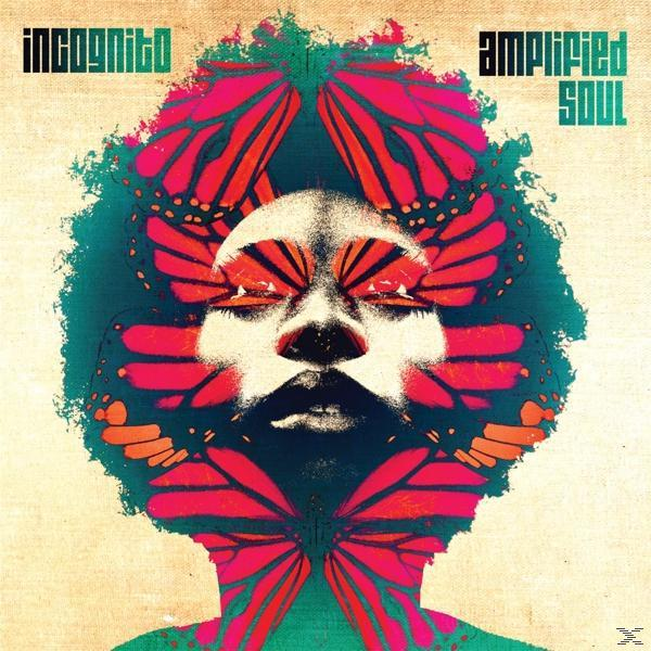 Album borító pillangókból készült arccal. A 'Incognito' és 'Amplified Soul' szavak láthatók.