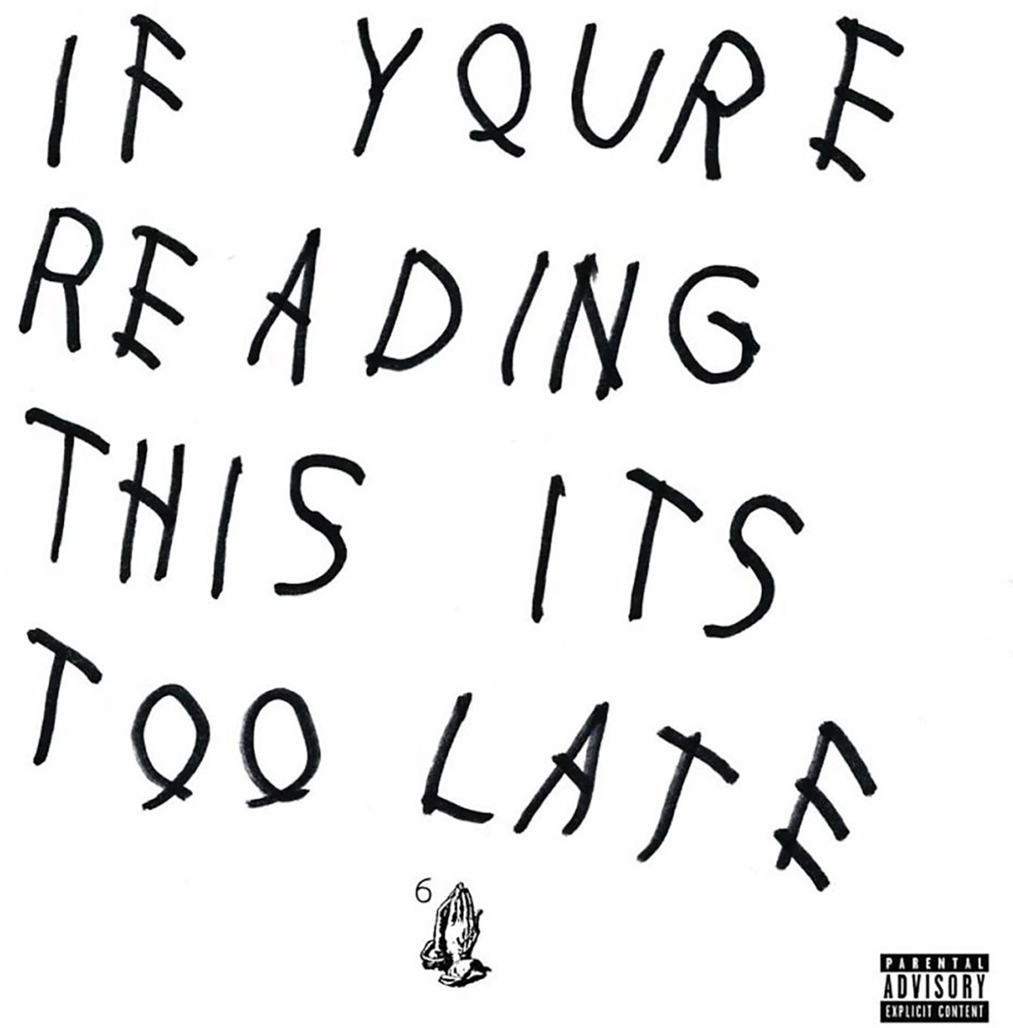 Albumcover mit weißem Hintergrund und handschriftlichem Text sowie einem kleinen Logo.