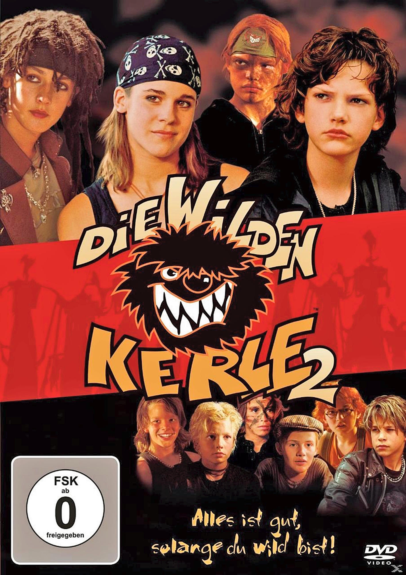 DVD-Cover. Jungen und Mädchen auf der Vorderseite. Helle Farben. Roter Hintergrund. Text unten.
