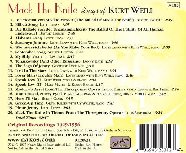 Kurt Julian Weill, VARIOUS - Mack The Knife-Lieder  - (CD)