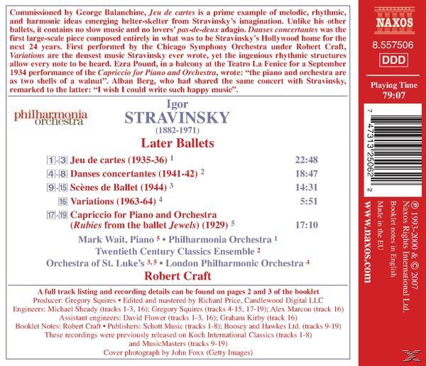 Rückseite einer CD-Hülle mit Text über Igor Strawinsky. Details zum Inhalt des Albums sind vorhanden.
