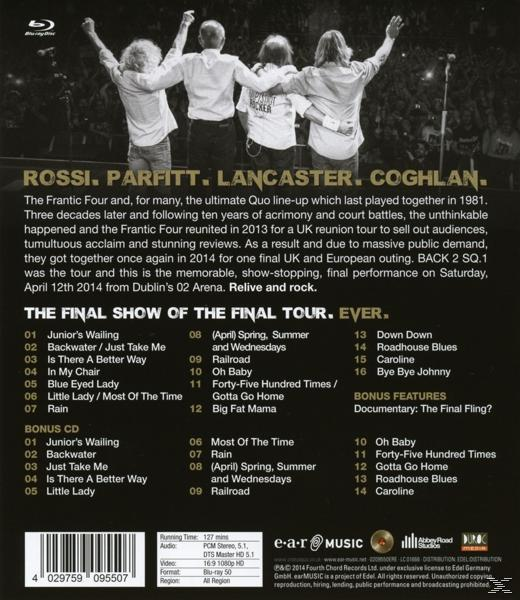 Blu-ray-Cover für The Final Show of the Final Tour von Rossi, Parfitt, Lancaster, Coghlan. Text mit Titellisten.