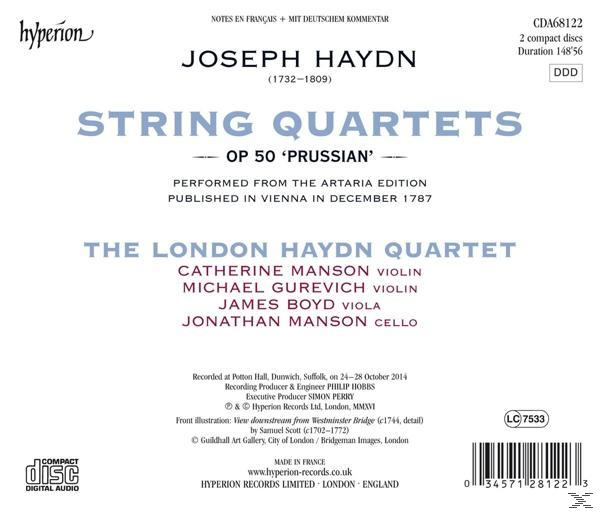CD-Cover mit Text: Joseph Haydn Streichquartette, von The London Haydn Quartet.