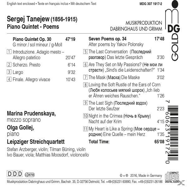 Olga Gollej, Marina Prudenskaya, Leipziger Streichquartett - Klavierquintett Op.30, Poem Op.34  - (CD)