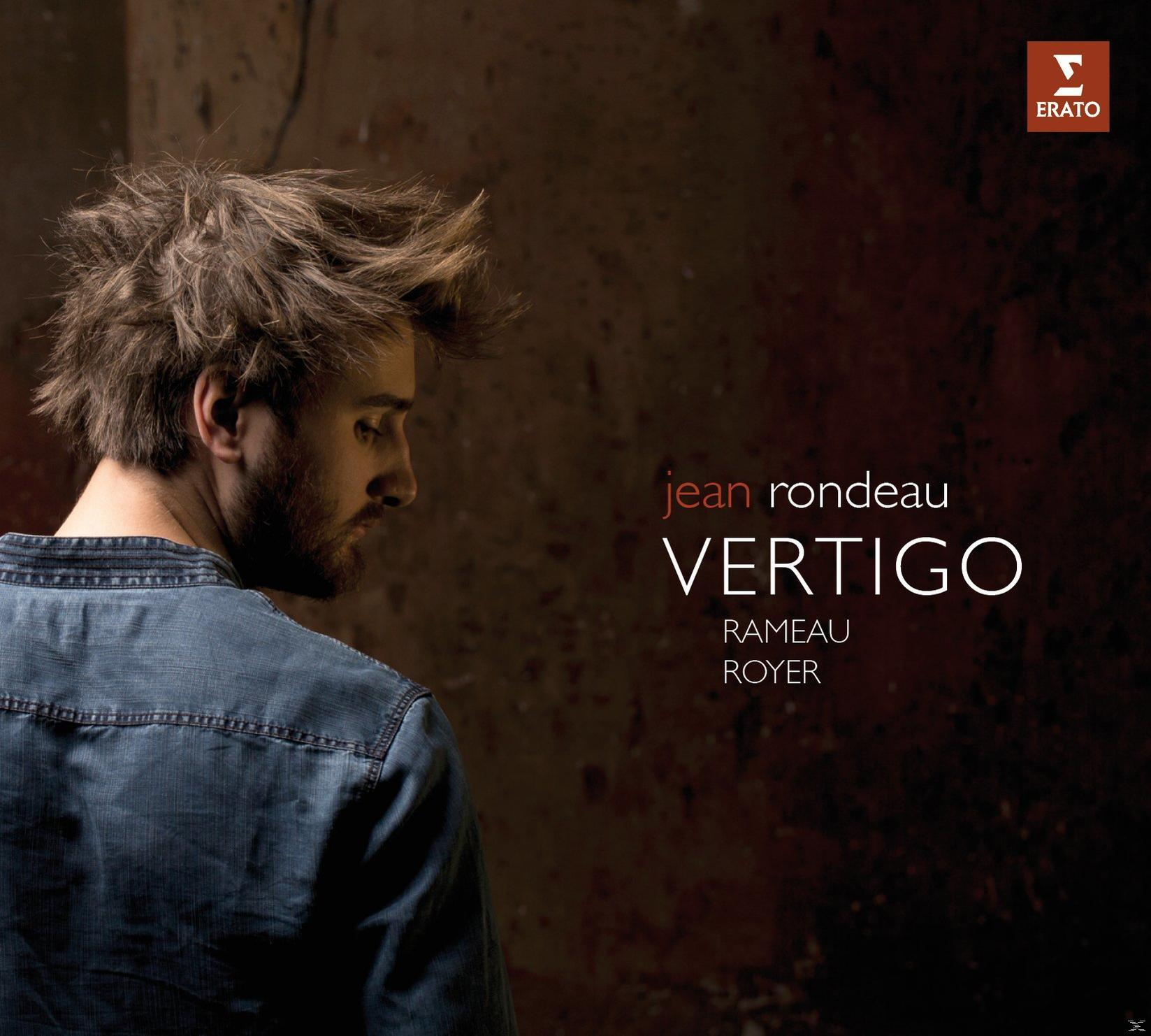 'Jean Rondeau Vertigo' album borítója, profillal és sötétvörös háttérrel.