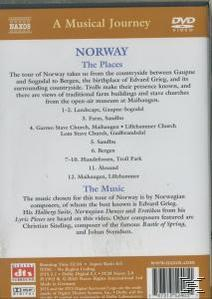 Eine DVD-Hülle mit Text über Norwegen und seine Musik. Enthält eine Liste von Orten und eine Beschreibung der Musik.