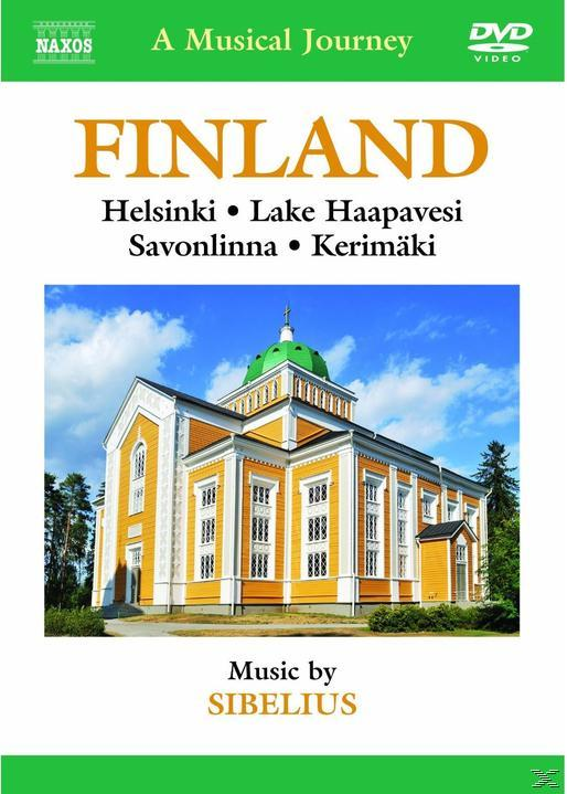 DVD-Cover für „Finnland“. Enthält eine Kirche und eine Landschaft mit blauem Himmel und grünen Details.