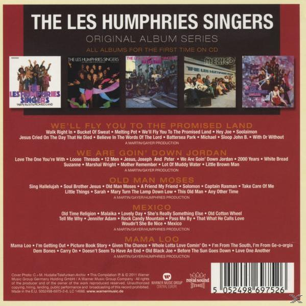 Albumcover mit Text, mit Gruppenfoto und Albumtitel The Les Humphries Singers.