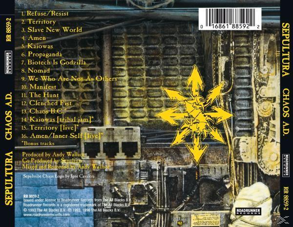 CD-Hülle Rückseite mit Trackliste und gelbem Stern. Text in mehreren Sprachen.