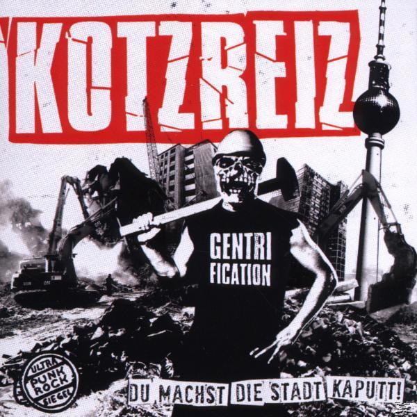 Albumcover mit einem Mann mit Totenkopfgesicht und Hammer. Baustelle im Hintergrund.