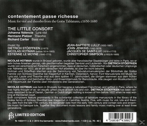 Little Consort - Contentement passe Richesse  - (CD)