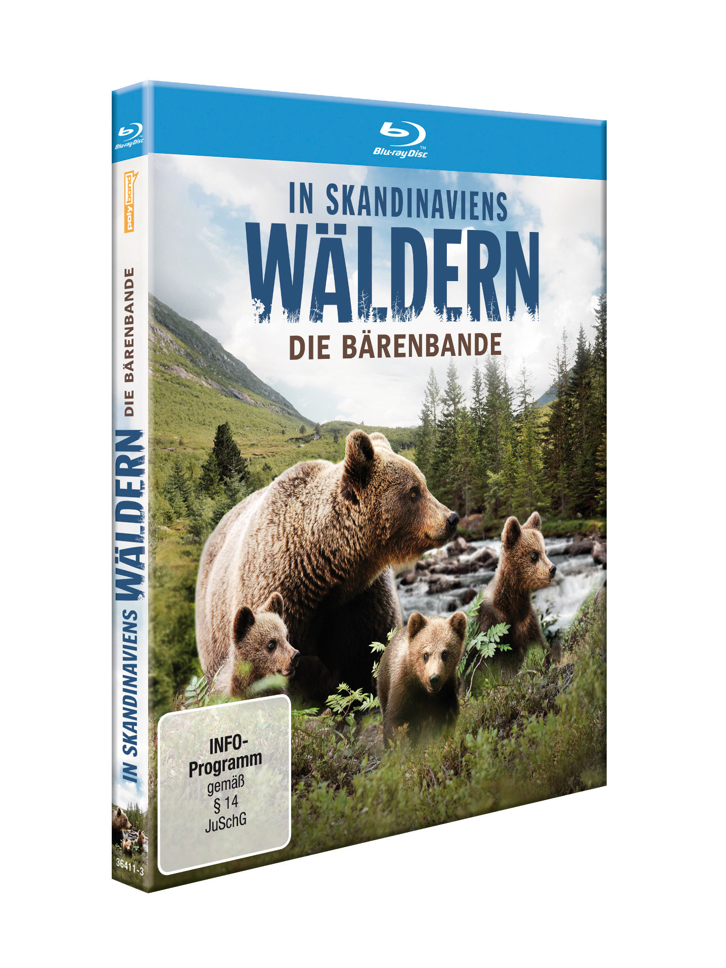 Blu-ray-Cover: Bären in skandinavischen Wäldern. Bäume und Bären.