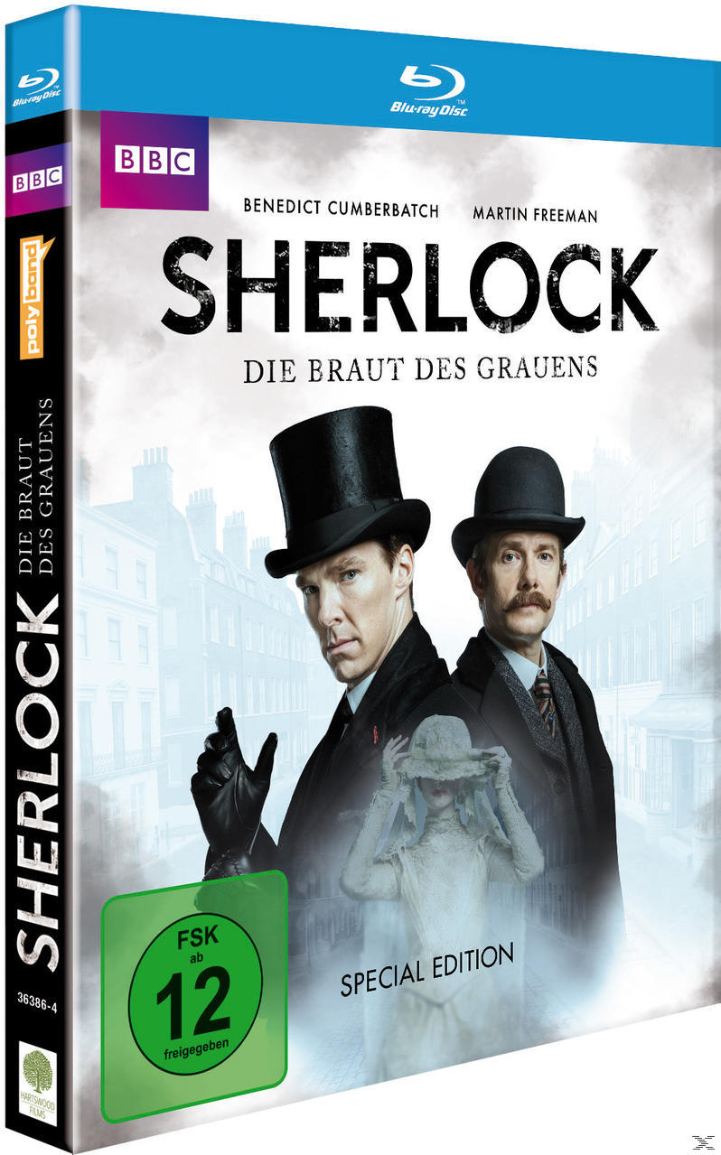Sherlock DVD-Cover: Benedict Cumberbatch und Martin Freeman in schwarzen Mänteln und Hüten.