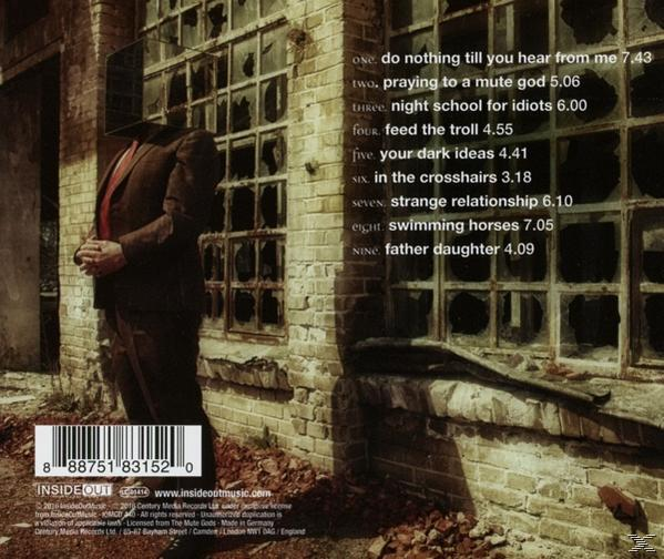 CD-Rückseite mit Songtiteln, dem Rücken einer Person und einer Backsteinmauer. Das insideout-Logo ist sichtbar.
