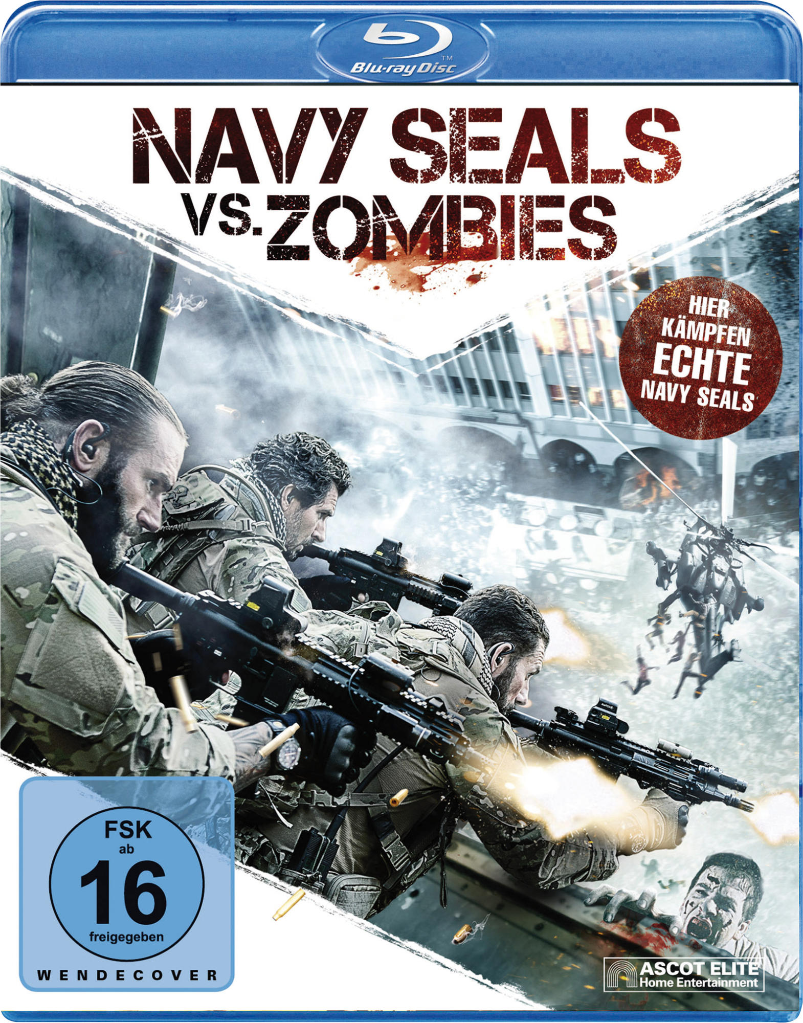 DVD-Cover von 'Navy Seals vs. Zombies'.  Drei Soldaten zielen mit Waffen, Zombies im Hintergrund.