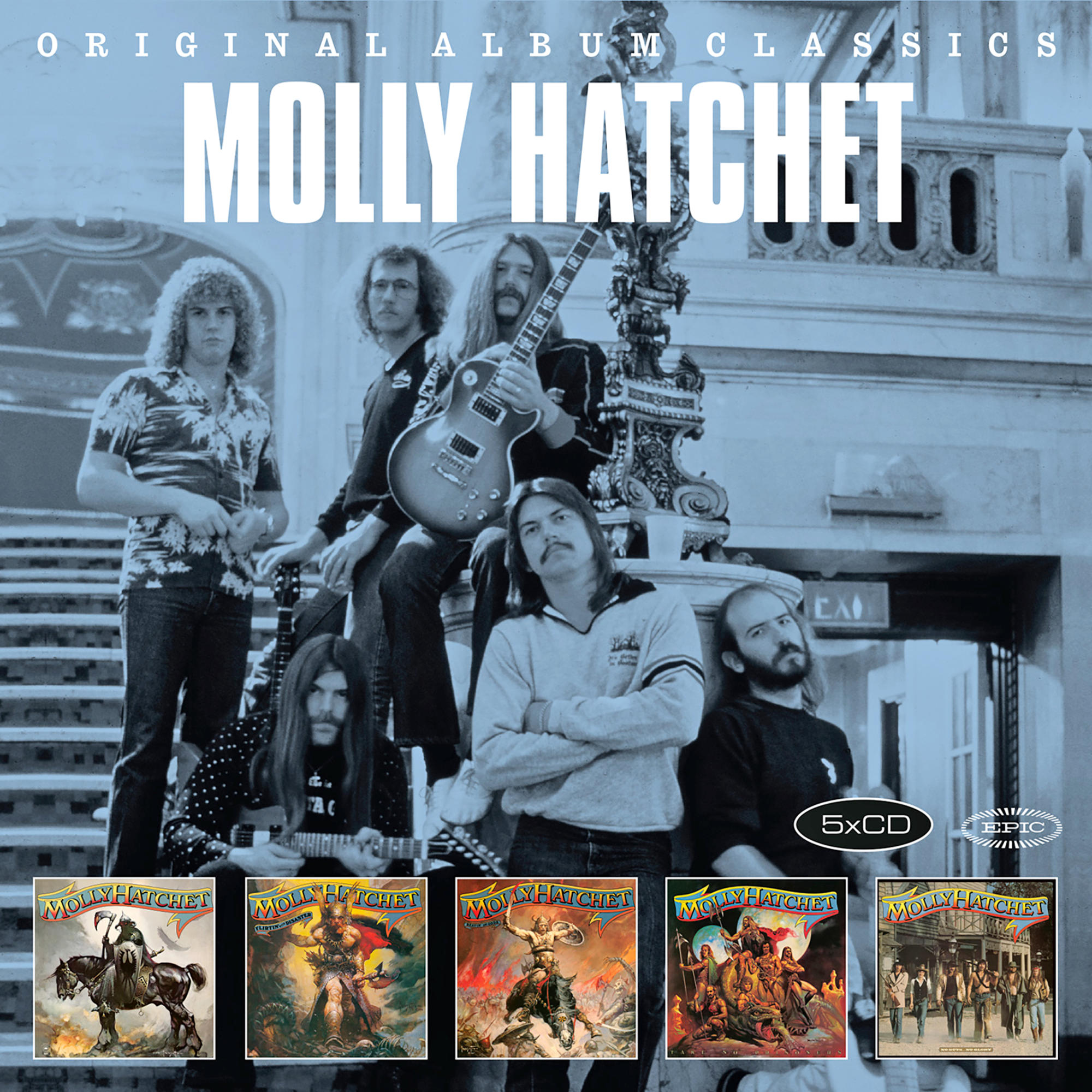 Albumcover von Molly Hatchet, mit Bandmitgliedern auf dem Cover.