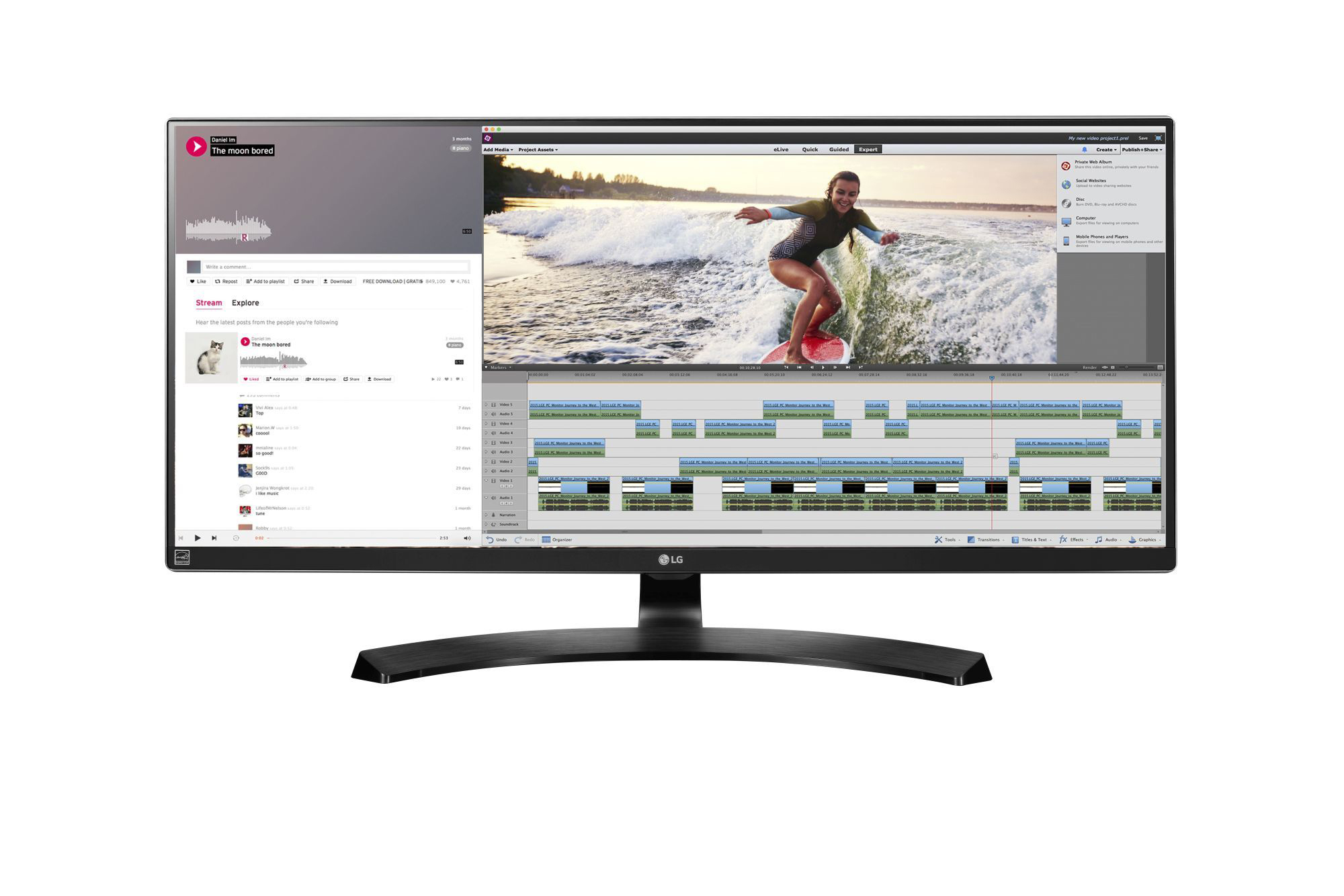 LG ELECTRONICS Monitor 34UM88C-P, 34 Zoll, schwarz 34 Zoll Monitor, QHD, 5 ms Reaktionszeit, 300 cd/m², 60 Hz, Schwarz
