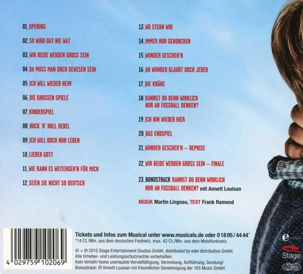 Rückseite einer CD mit Titeln auf Deutsch und einem Bild einer Person.