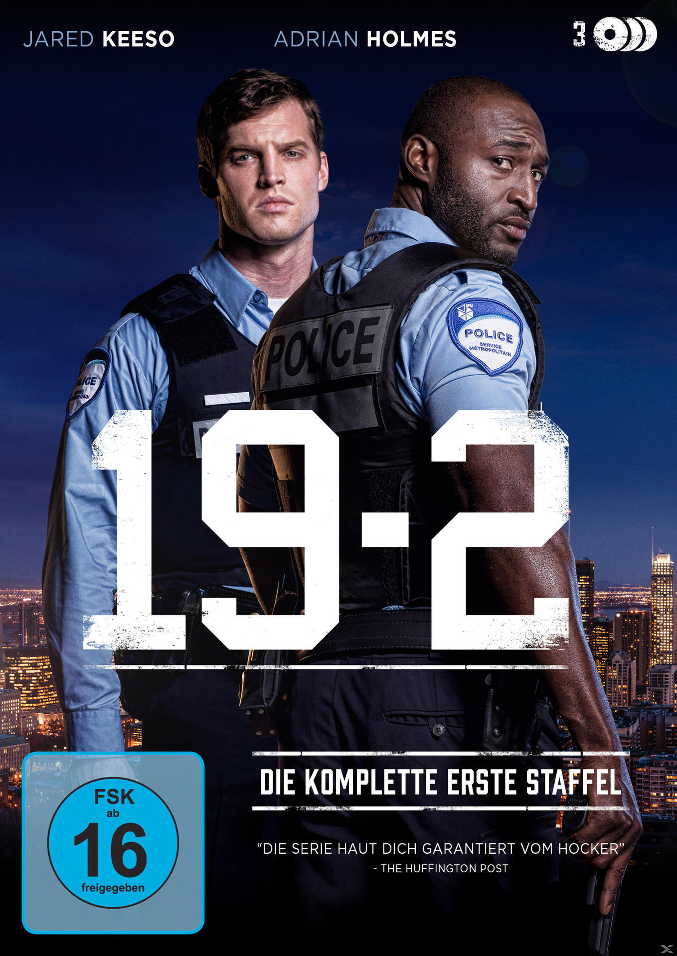 DVD-Cover mit Text: 19-2, mit zwei Männern in Polizeiuniformen und Stadtbild.