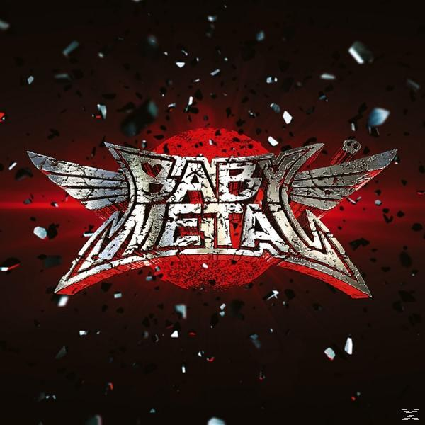 Logo: Metalltext 'BABYMETAL' über einem roten Kreis mit abstrakten Formen.