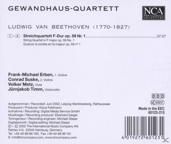 CD-Cover für 'Gewandhaus-Quartett' mit Beethovens Streichquartett.