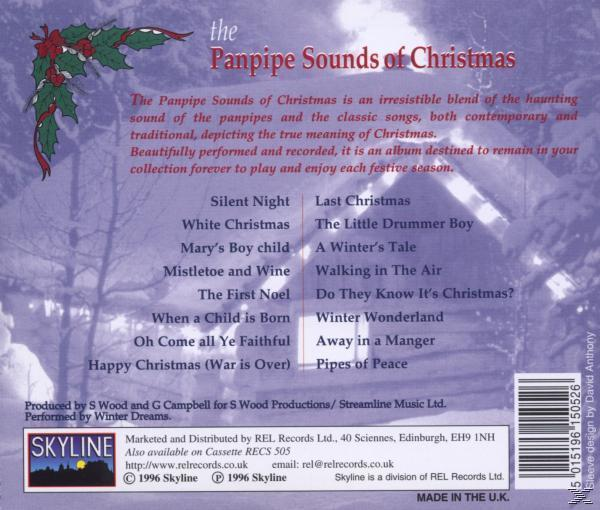 Rückseite einer CD-Hülle. Liste der Weihnachtslieder. Text: The Panpipe Sounds of Christmas.