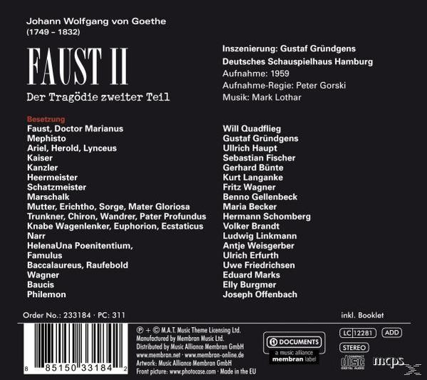 Will Quadflieg, Gustaf Gründgens - Faust II  - (CD)