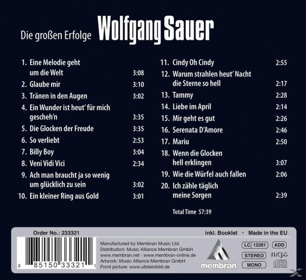 Wolfgang Sauer - Die großen Erfolge  - (CD)