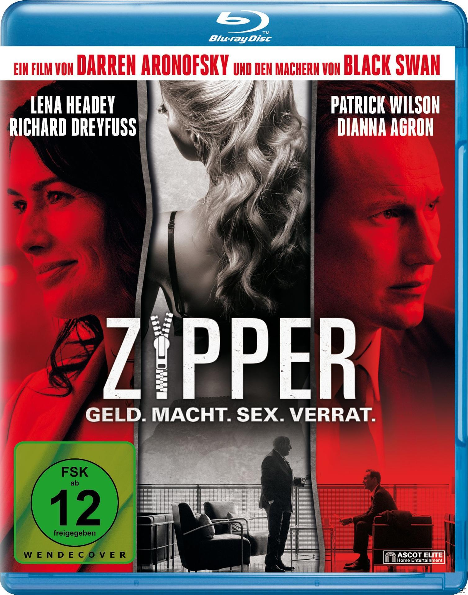 Blu-ray-Cover des Films 'Zipper'. Mit Lena Headey, Richard Dreyfuss und Patrick Wilson. Der Titel ist sichtbar.