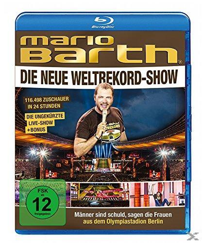 Eine Blu-ray Disc von 'Mario Barth: Die Neue Weltrekord-Show' mit einem Bild des Komikers.