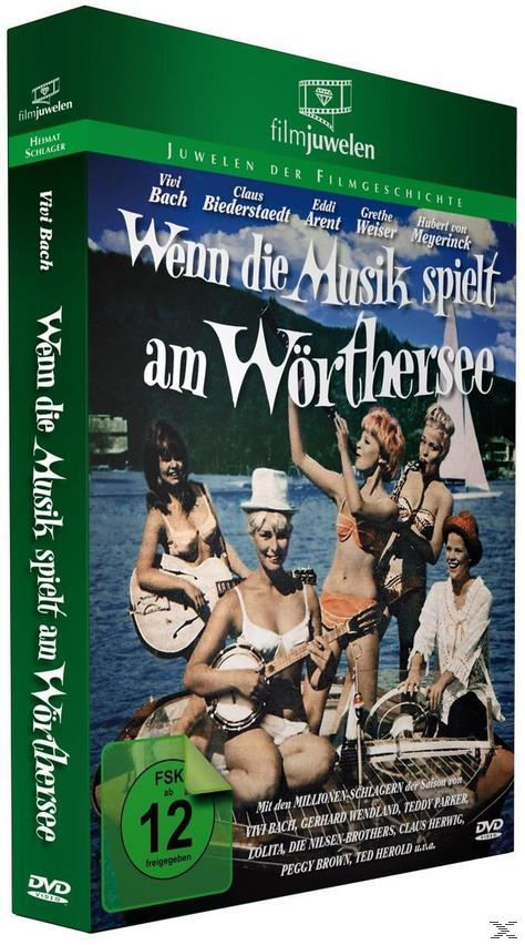 DVD-Cover. Frauen auf einem Boot, See im Hintergrund. Text: Wenn die Musik spielt am Wörthersee.