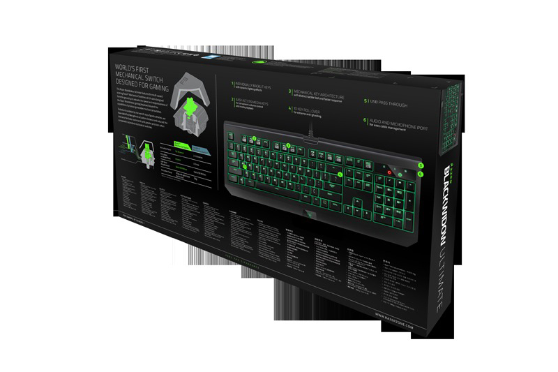 RAZER Blackwidow Ultimate 2016, Gaming Tastatur, Mechanisch, Razer Green, kabelgebunden, Schwarz