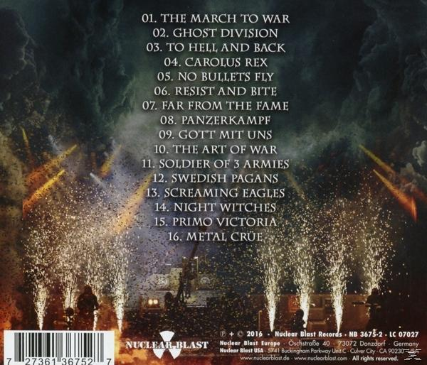 Albumcover für Carolus Rex. Zeigt einen feurigen Hintergrund mit Explosionen und eine Liste von Songs.