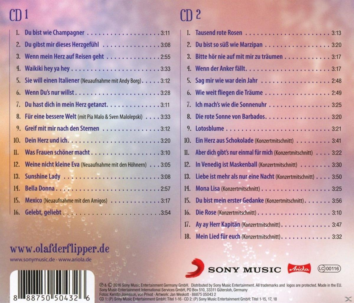 CD-Rückseite mit Titeln in zwei Spalten. Das Cover ist weiß mit Text und einem Barcode.
