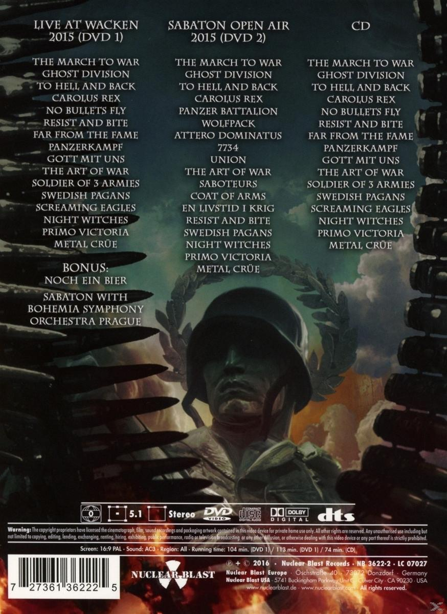 DVD-Rückseite mit Veranstaltungsinformationen. Das Cover zeigt das Gesicht eines Soldaten und ein Bandlogo.