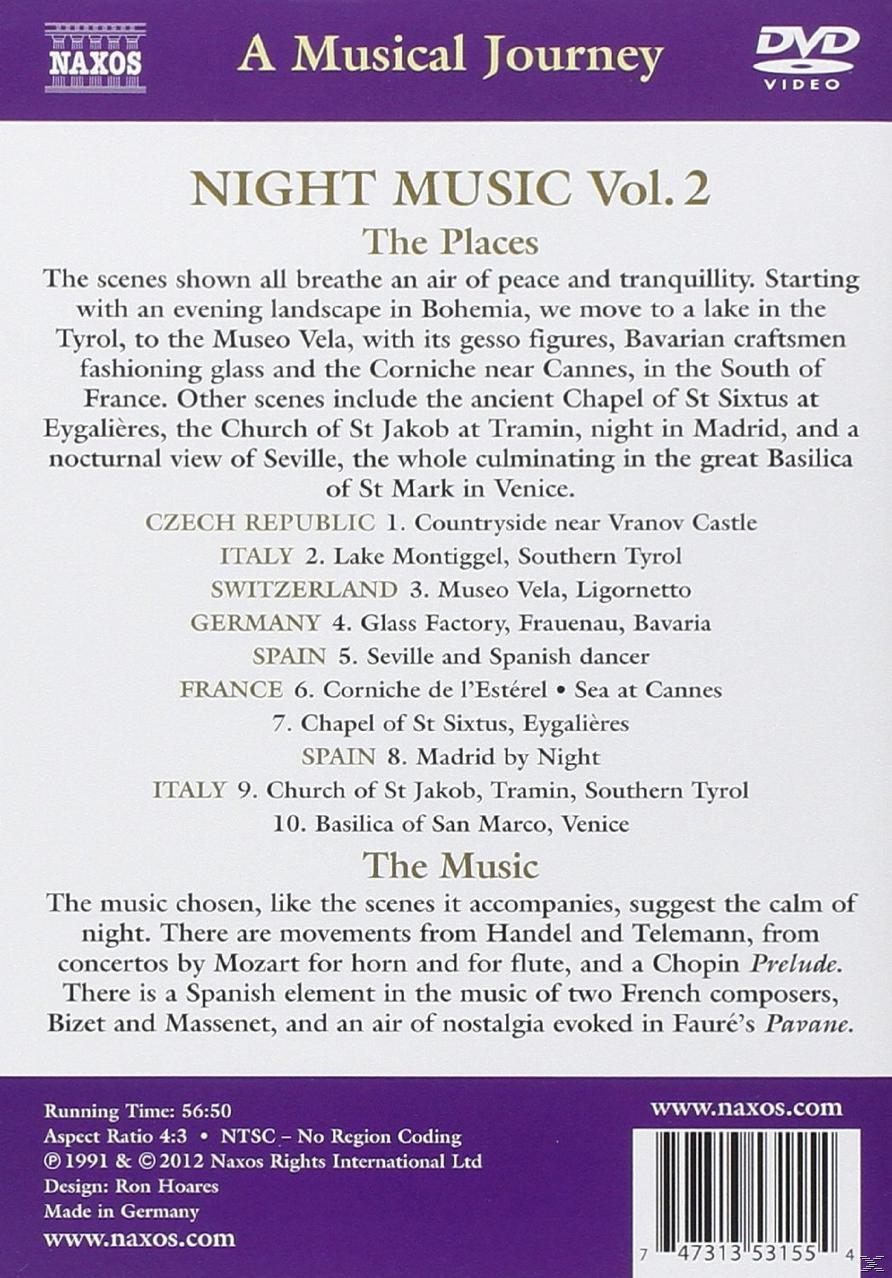 DVD-Cover mit Text über Nachtmusik mit Szenen von Natur und einem See.
