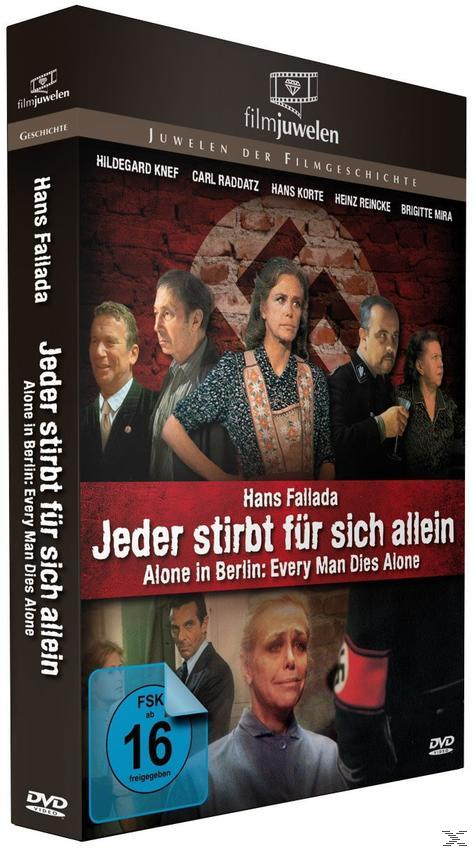 DVD-Box mit dem Filmtitel 'Jeder stirbt für sich allein'. Das Cover zeigt Schauspieler und einen Backsteinmauer-Hintergrund.