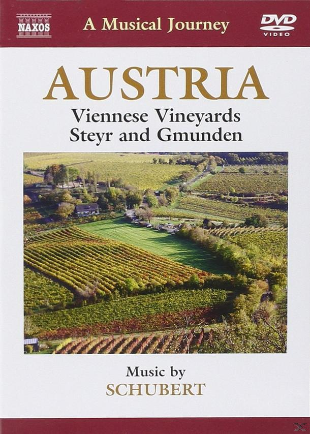 DVD-Cover mit einer Weinbergslandschaft und dem Titel 'Austria: Viennese Vineyards, Steyr and Gmunden'.