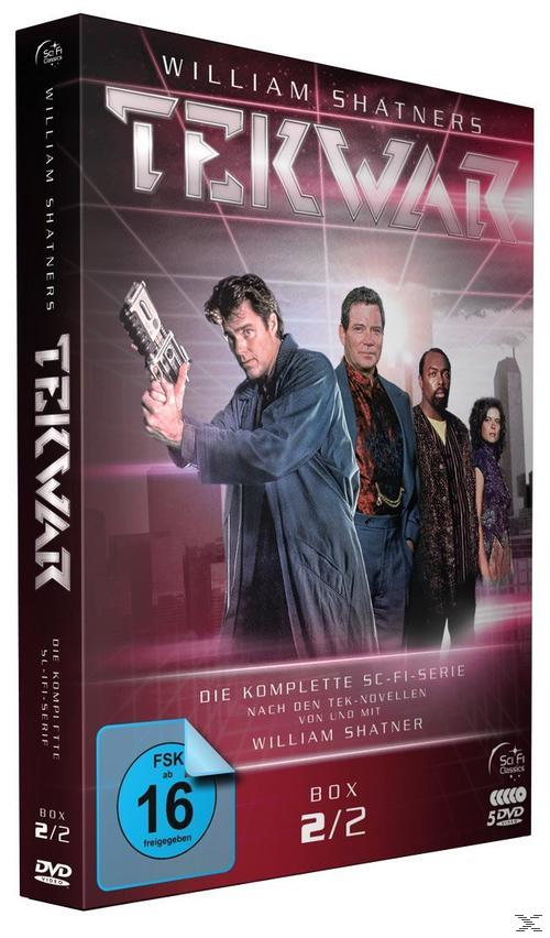 DVD-Box-Set für TekWar. Mit William Shatner und anderen Schauspielern. Die Box ist schwarz und rot.