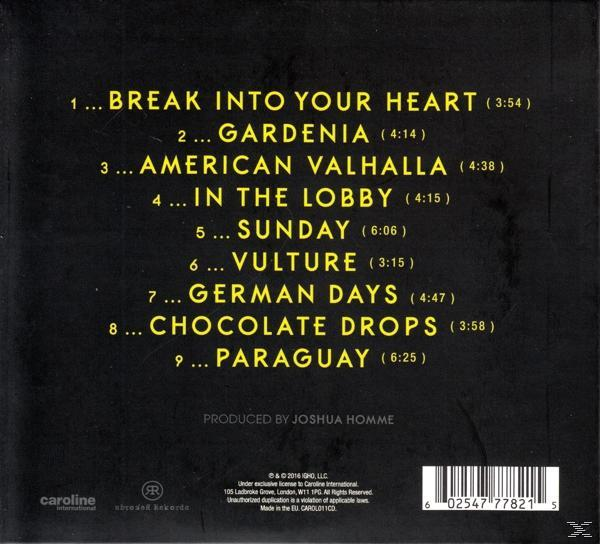 CD hátlap dalcímekkel, időtartamokkal és produkciós adatokkal sárga szöveggel feketén.