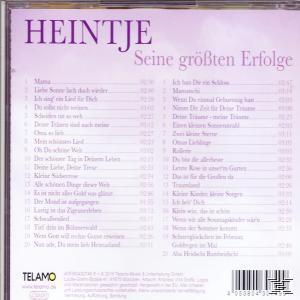 CD-Rückseite: Titelliste, Künstlername 'Heintje' und Spieldauer.