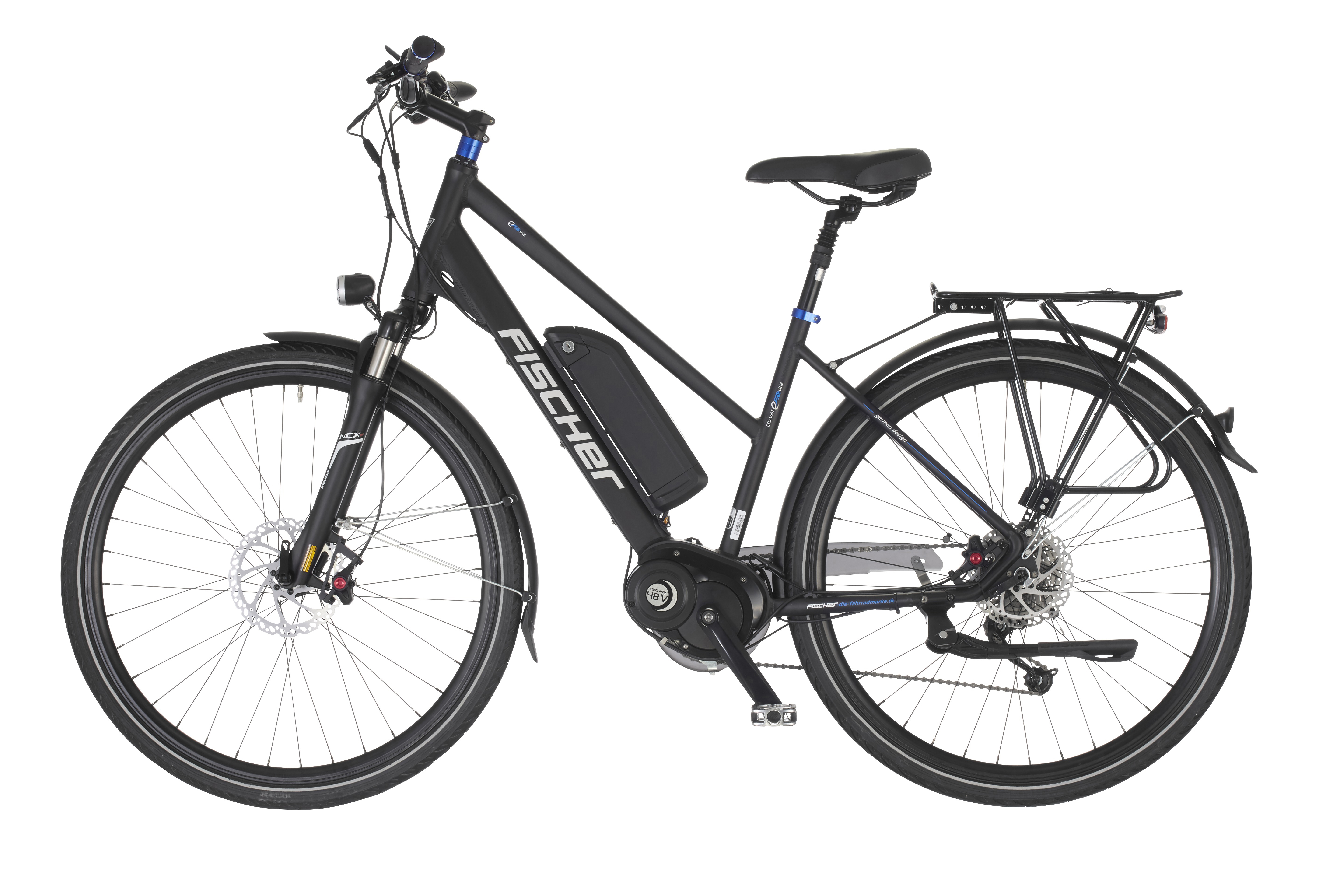 FISCHER Damen Trekking Proline EVO ETD 1607 Shimano 9-Gang Deore Trekkingrad (Laufradgröße: 28 Zoll, Damen-Rad, 504 Wh, Schwarz matt)
