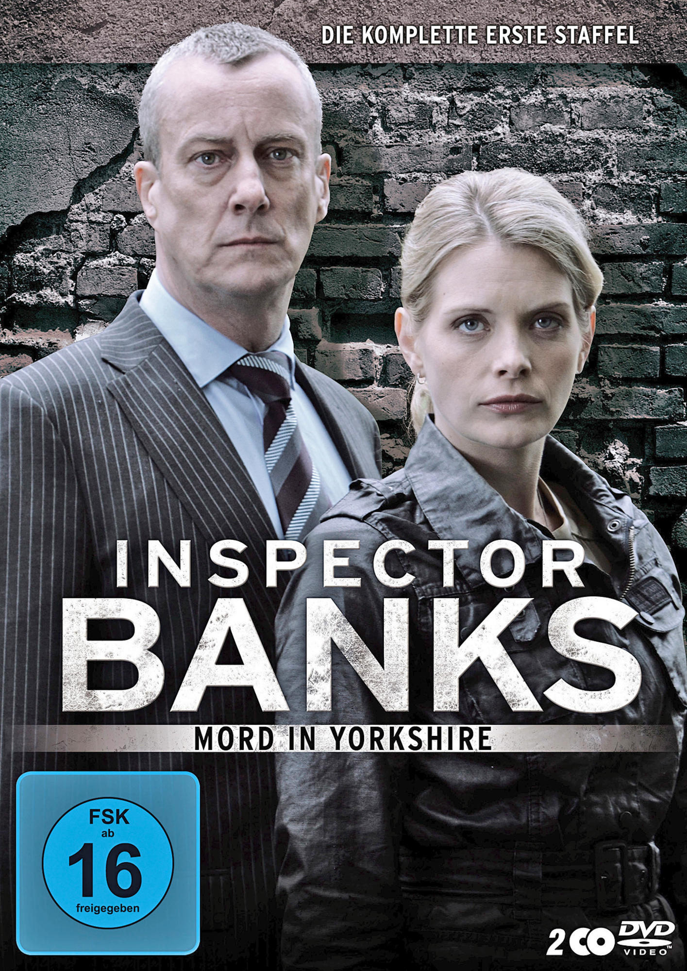 DVD-Cover: zwei ernst blickende Personen, Text Inspector Banks und das DVD-Logo.
